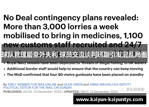 球队管理层意外失利 球员交流谈判延期引发混乱局面